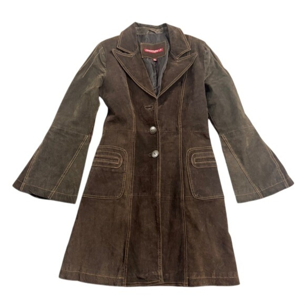 Jennyfer J Pennylane Coat Jacket S/M Retro Western VTG Y2k Women's Brown Leather